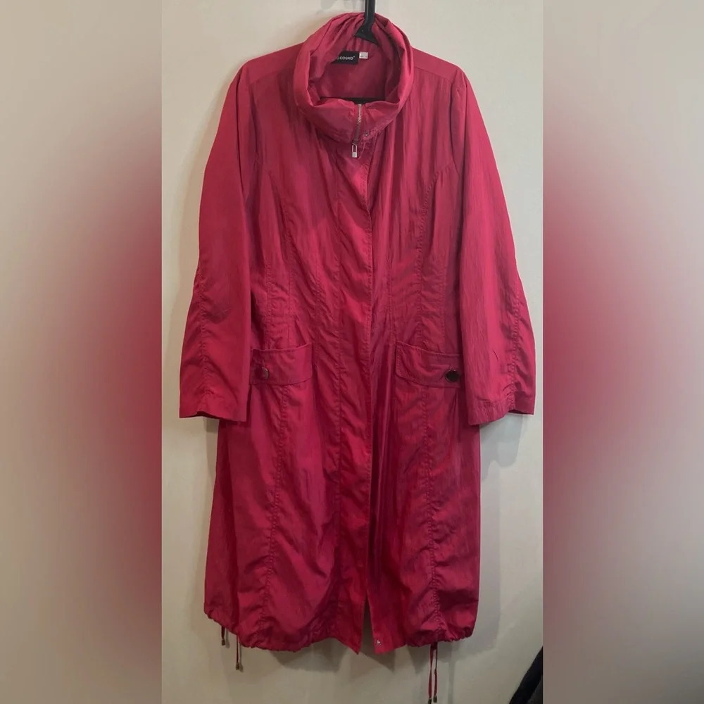 GODSKE Sz 42 Drawstrings Bottom and Waist Pockets Lined Lagenlook Raincoat